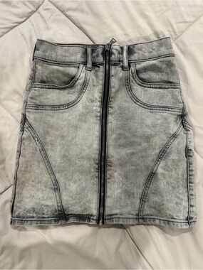 Express Washed Gray Front-Zip Mini Skirt